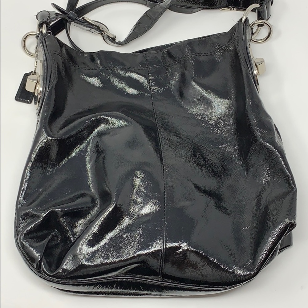 Coach Peyton Black Patent Leather Hobo Shoulderbag